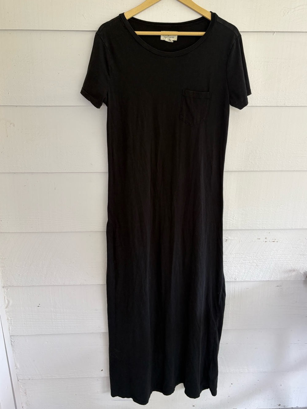 Denim & Supply Ralph Lauren Black T-Shirt Maxi Dress Large Pocket Short Sleeve